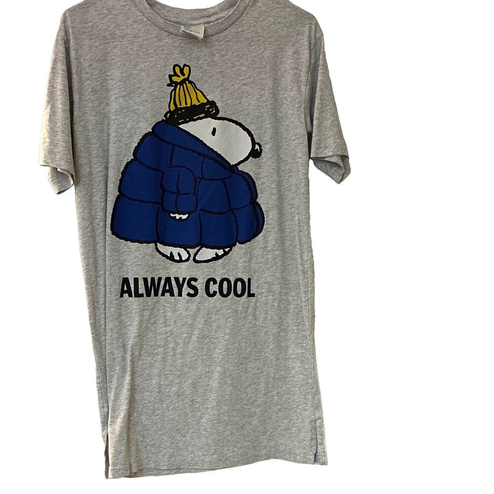 Peanuts Snoopy H&M Sleep Shirt Womens Small Gray Nightshirt Loungewear Dress